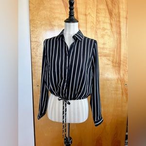 Forever 21 black striped button down shirt